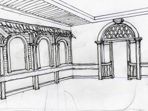 Кафе Чебуречная, Минск, Володарского,9. Эскиз интерьера.